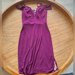 Purple cold shoulder dress